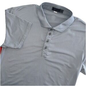 G/Force Men's Medium Polo Shirt Grey Striped With Red Side Stripe